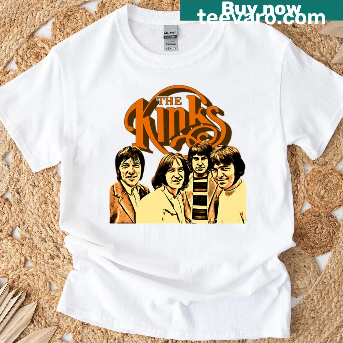 Graphic T-shirt featuring The Kinks band design — on a men's t-shirt
