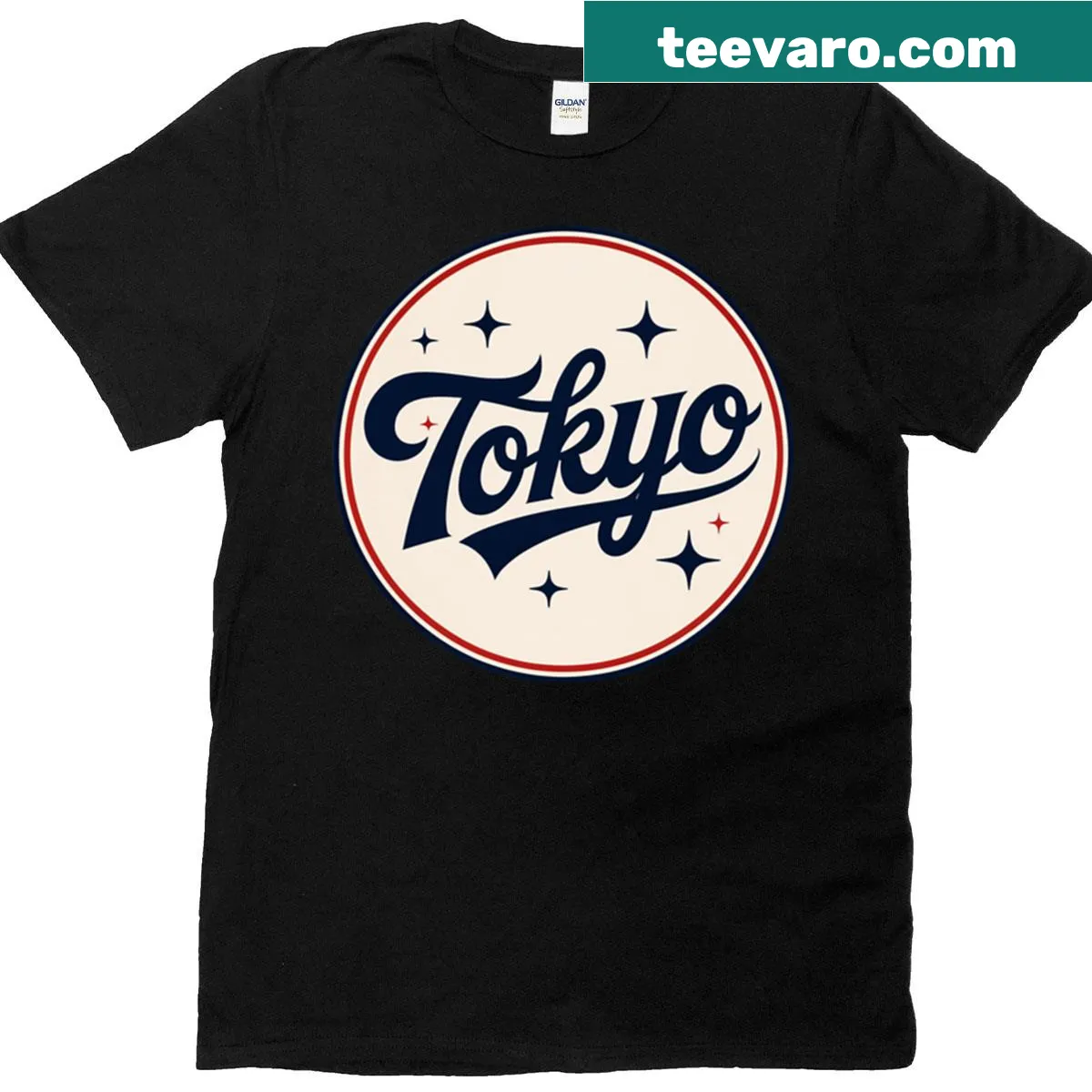 Tokyo-themed graphic T-shirt — on a men's t-shirt