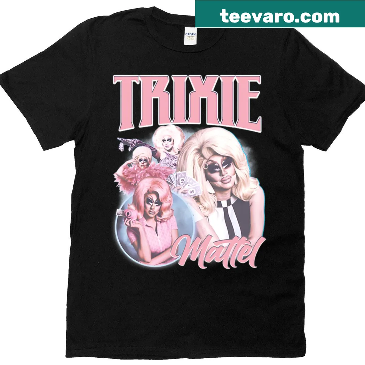Trixie Mattel pop art collage on T-shirt — on a men's t-shirt