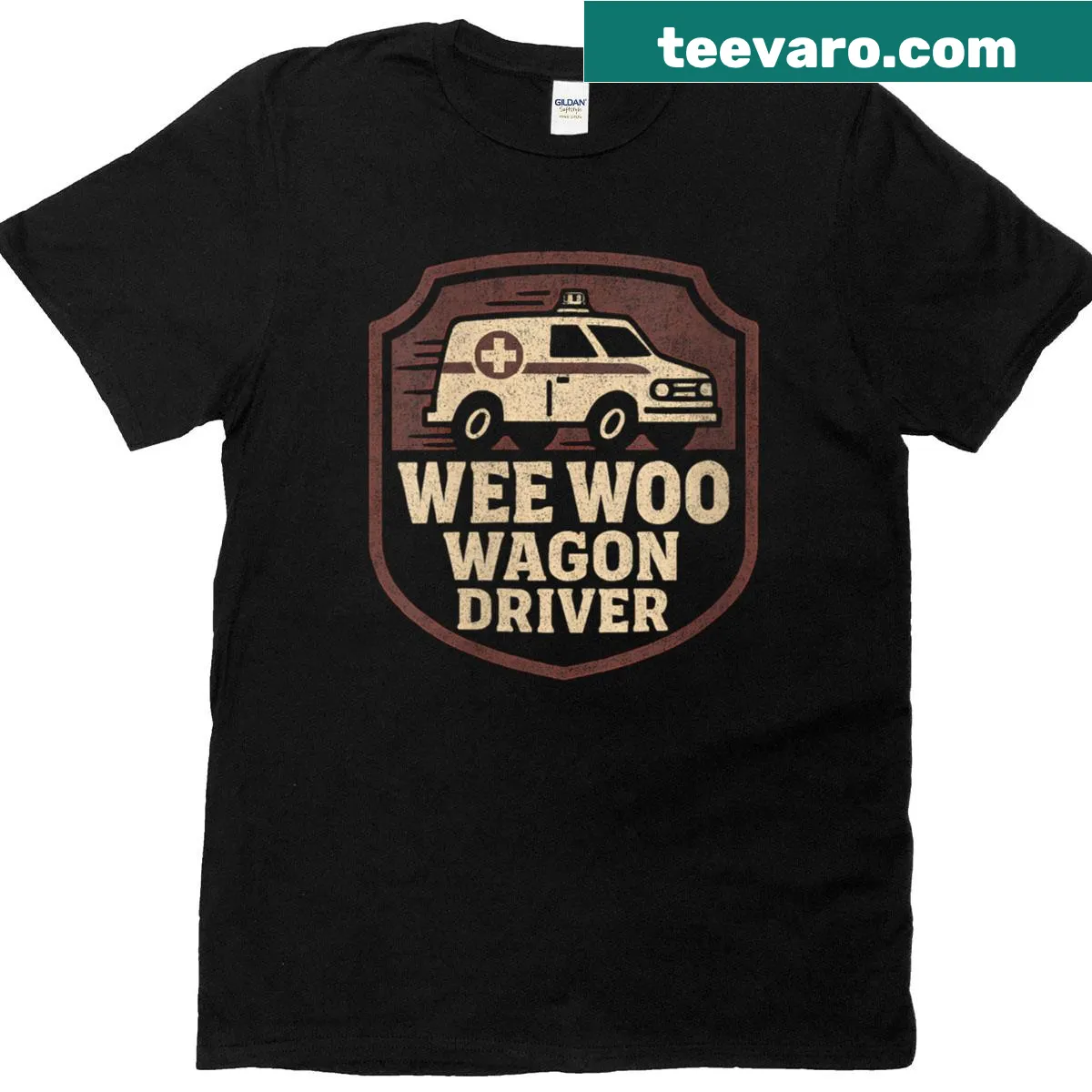 Womens EMT t-shirt featuring an ambulance graphic and funny text — on a men's t-shirt