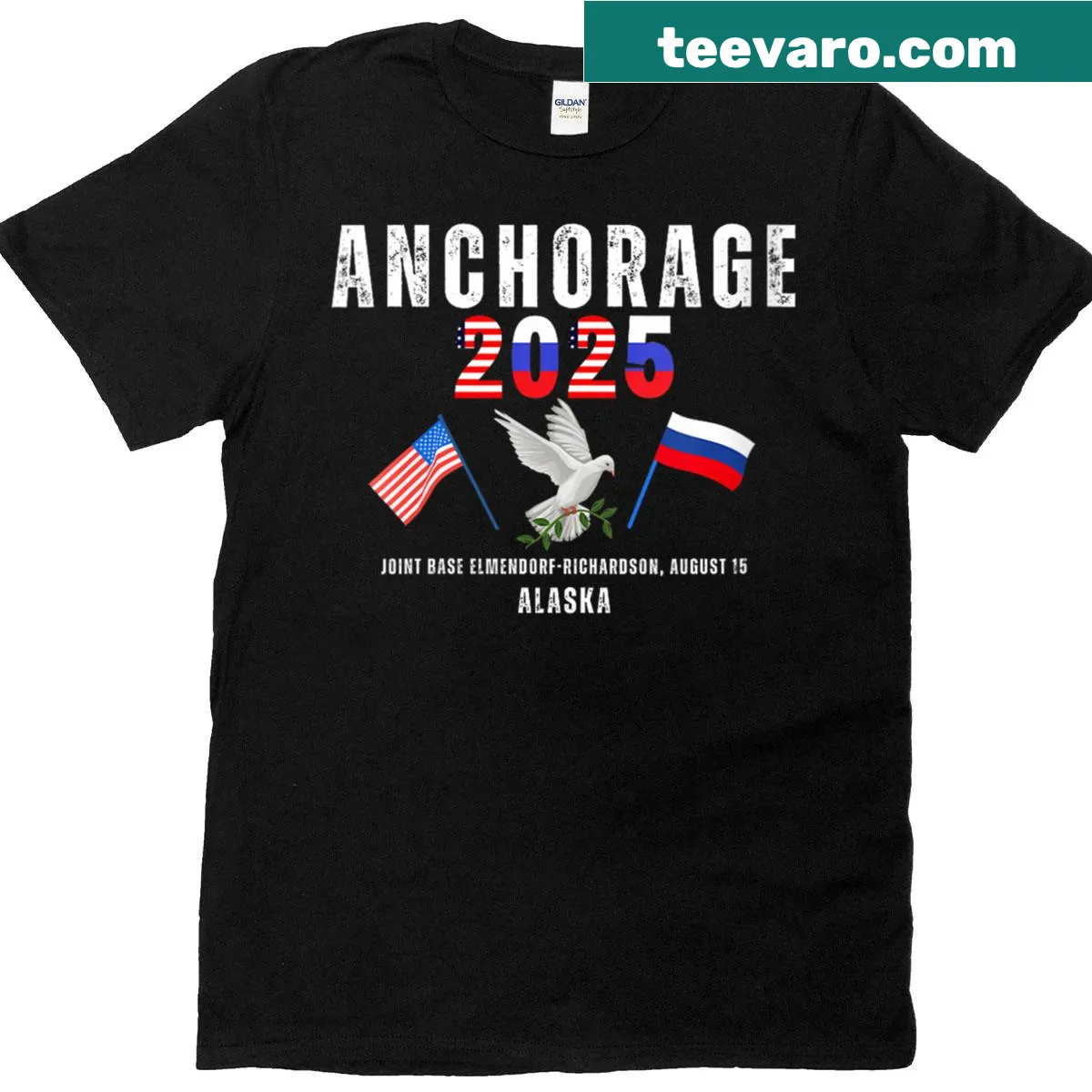 Anchorage 2025 Peace Summit souvenir t-shirt — on a men's t-shirt