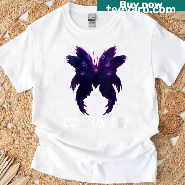 Illustration of a seraphim angel on a religious tee for women