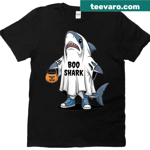 Cartoon shark Halloween shirt with playful design