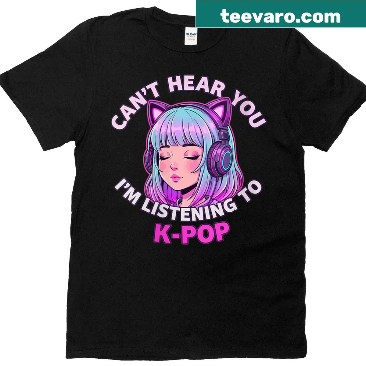 Playful K-pop graphic on a t-shirt for girls and teens. — on a men's t-shirt