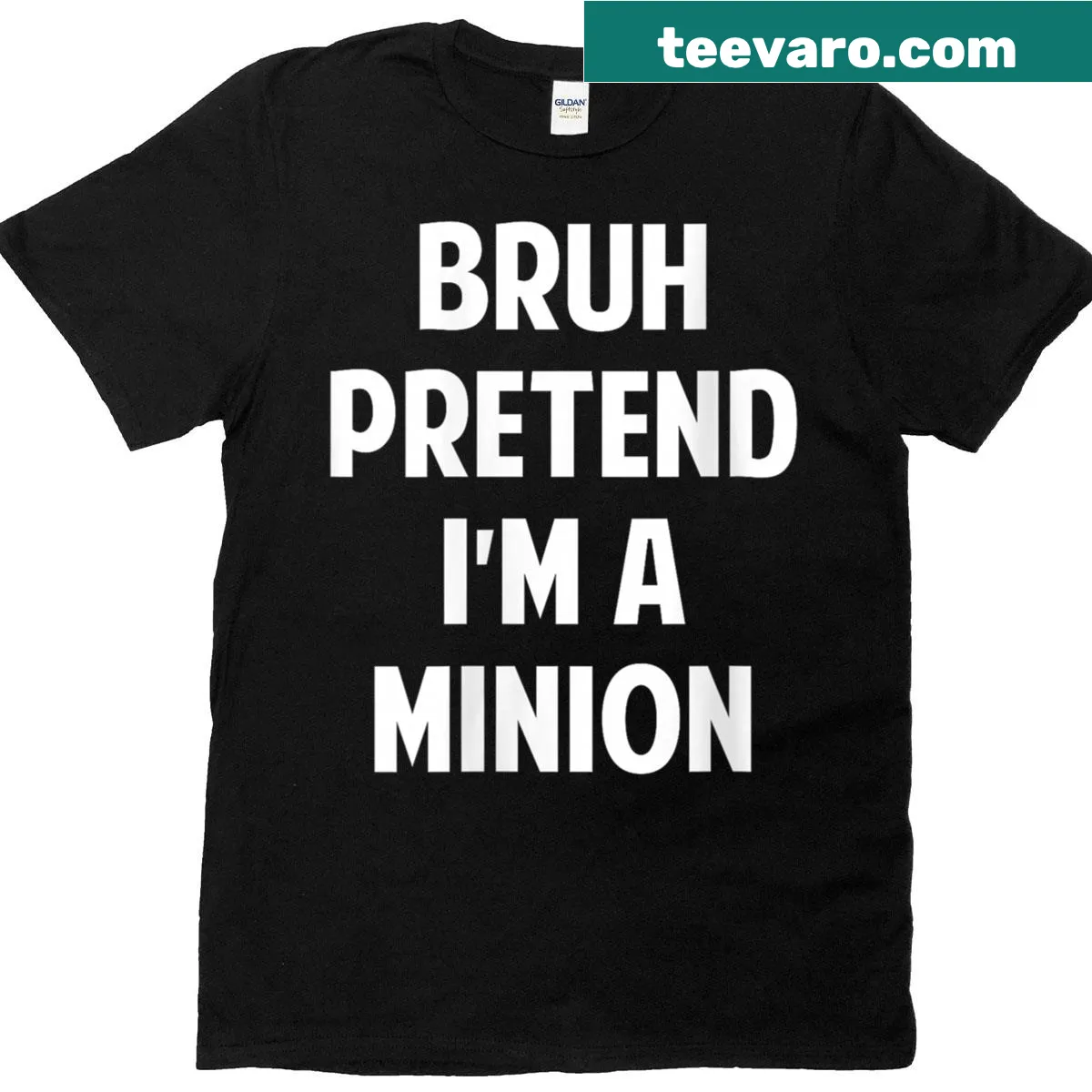 Funny Halloween Minion costume T-shirt with cartoon graphic and text — on a men's t-shirt