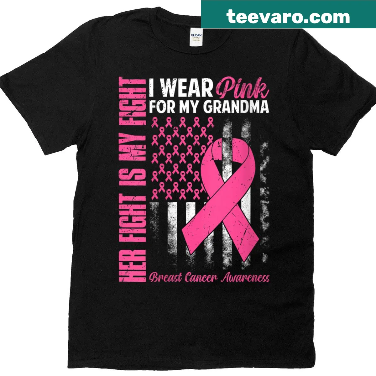 Breast cancer awareness shirt with a sentimental message for grandmas — on a men's t-shirt