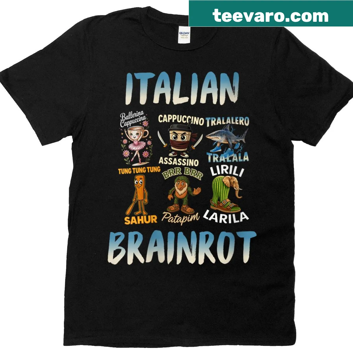 Funny shirt with the phrase 'Italian Brainrot' for casual wear — on a men's t-shirt
