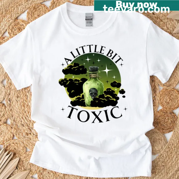 Vintage-style T-shirt with poison bottle and skull graphic