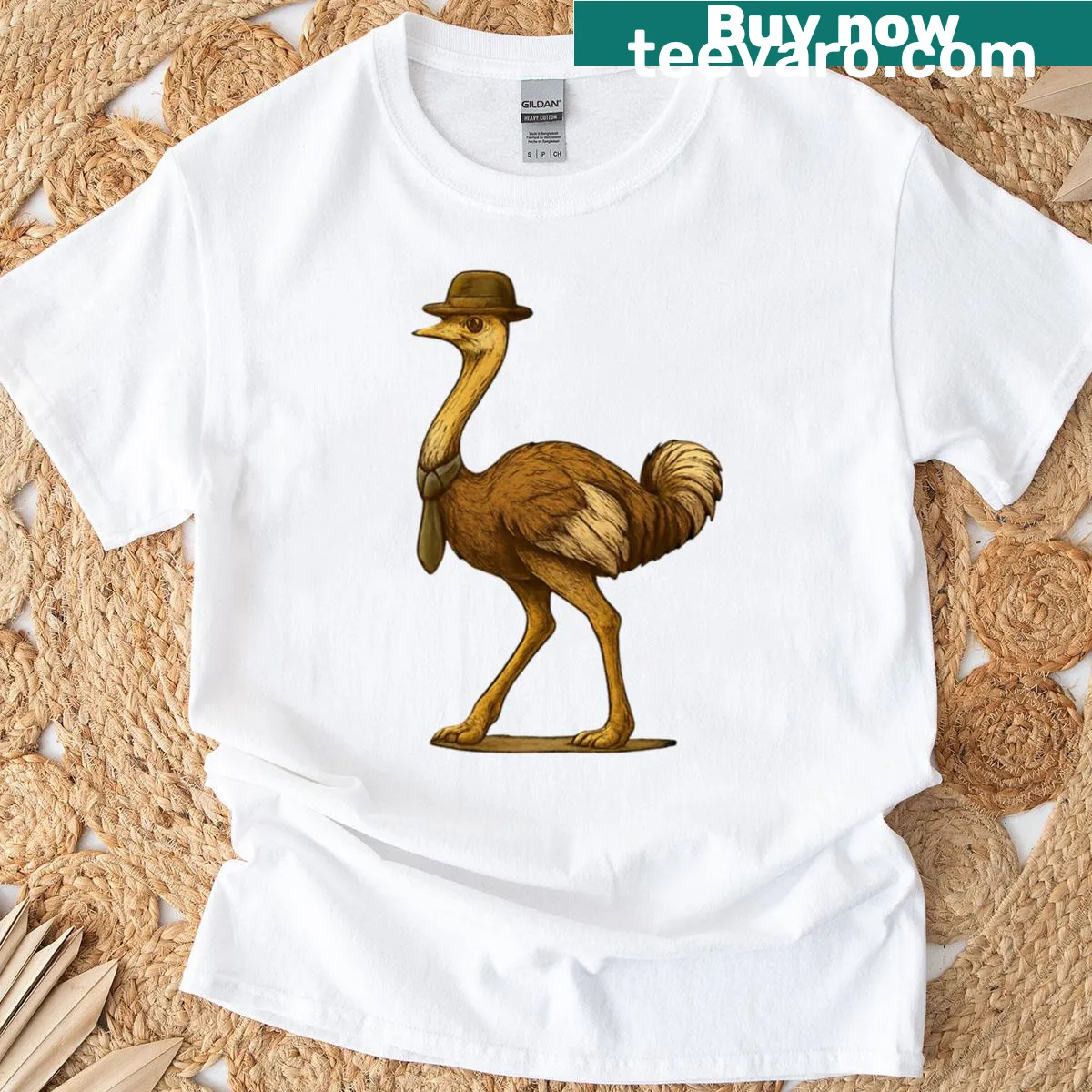Stylish ostrich illustration on a cute t-shirt — on a men's t-shirt