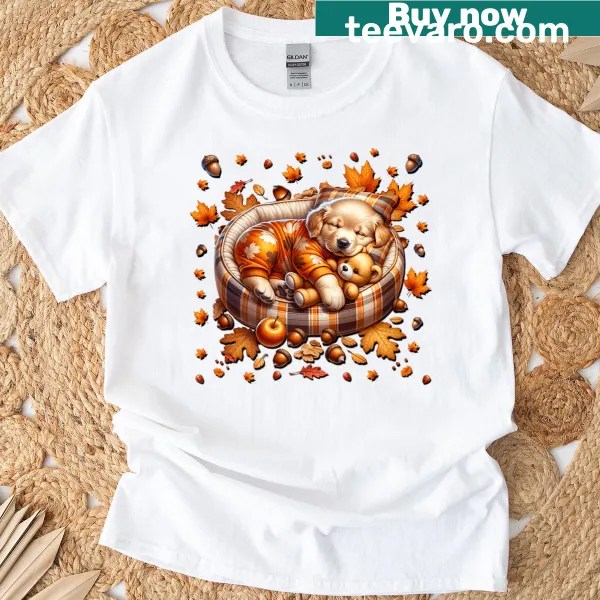 Golden Retriever in autumn design on a family-friendly t-shirt