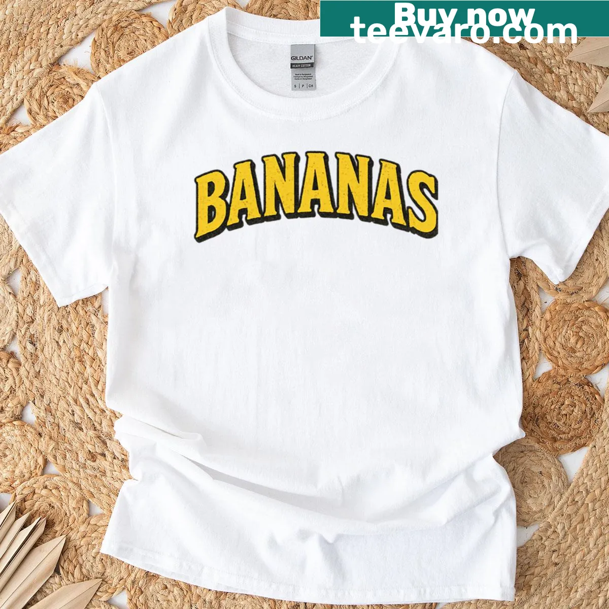 Vintage distressed banana-themed T-shirt with bold text design — on a men's t-shirt