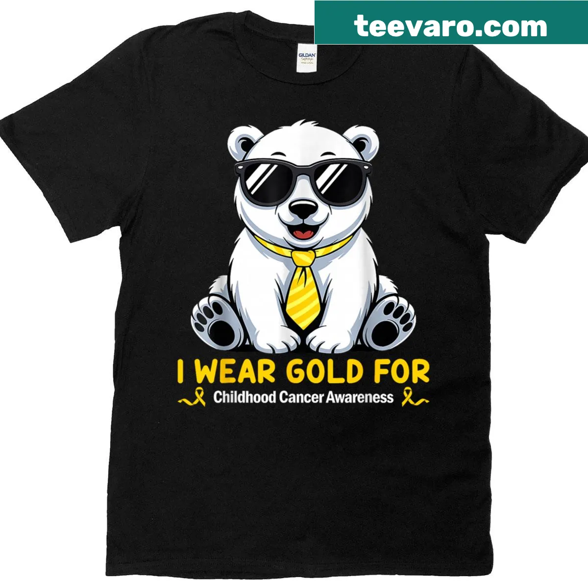 Kids' shirt supporting childhood cancer awareness with gold theme — on a men's t-shirt
