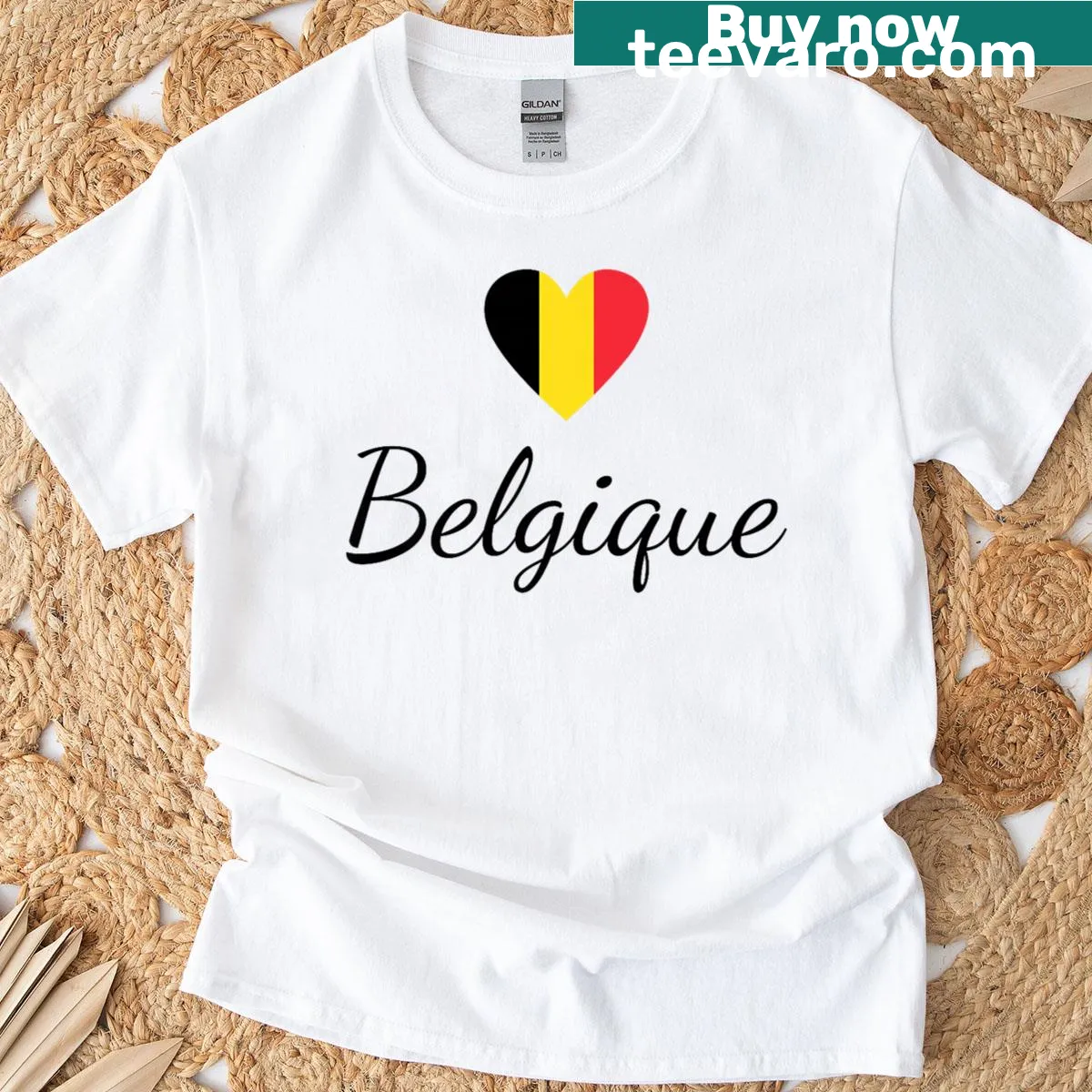 Illustration of the Belgium flag on a patriotic T-shirt — on a men's t-shirt