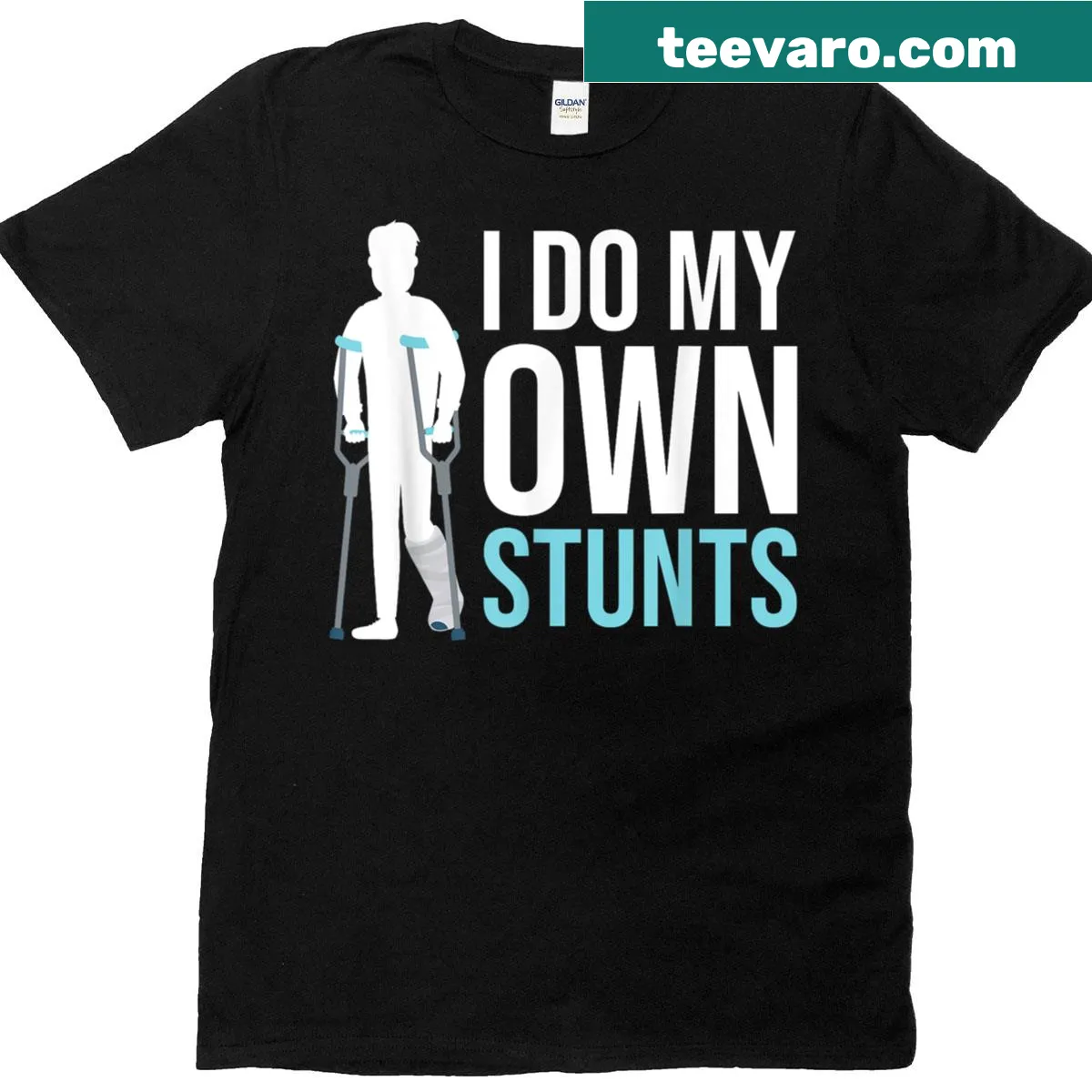 Humorous graphic on Best Broken Leg Art t-shirt — on a men's t-shirt