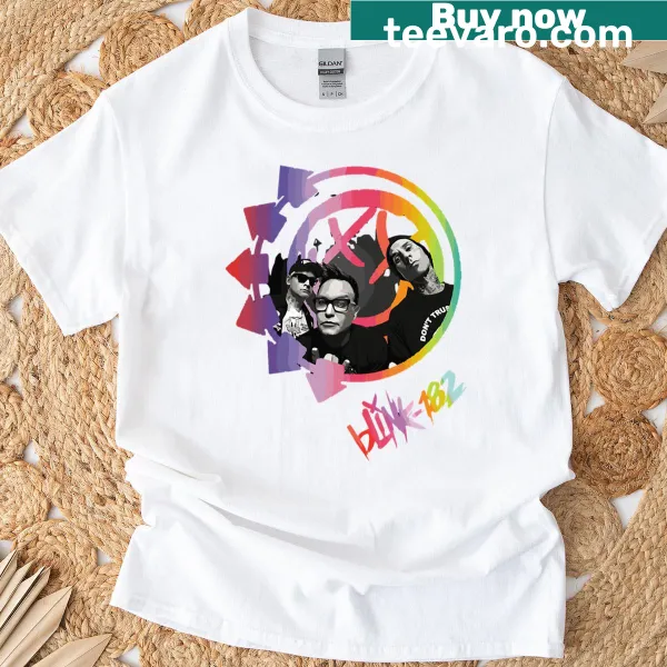Vintage-distressed t-shirt featuring Blink 182 design