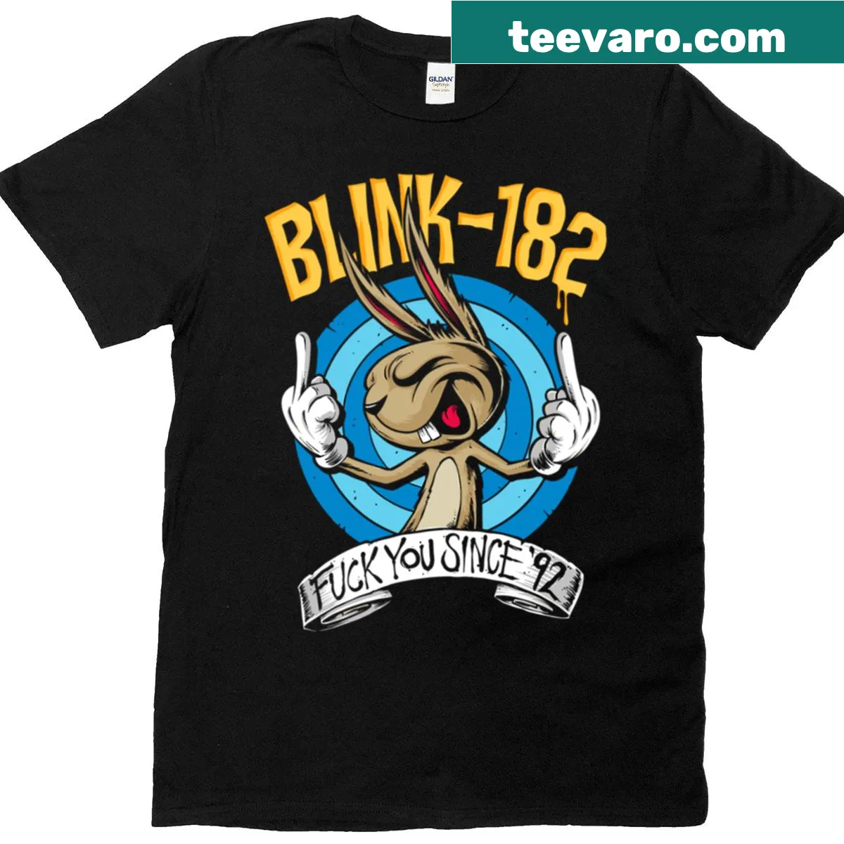 Punk rock style tee featuring a bold Blink 182 design — on a men's t-shirt