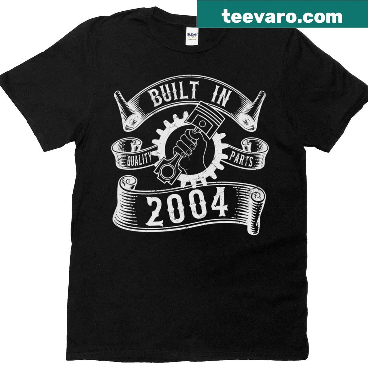 Piston graphic t-shirt for mechanics born in 2004 — on a men's t-shirt