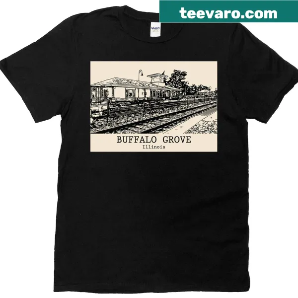 Illustrated t-shirt featuring landmarks of Buffalo Grove, Illinois