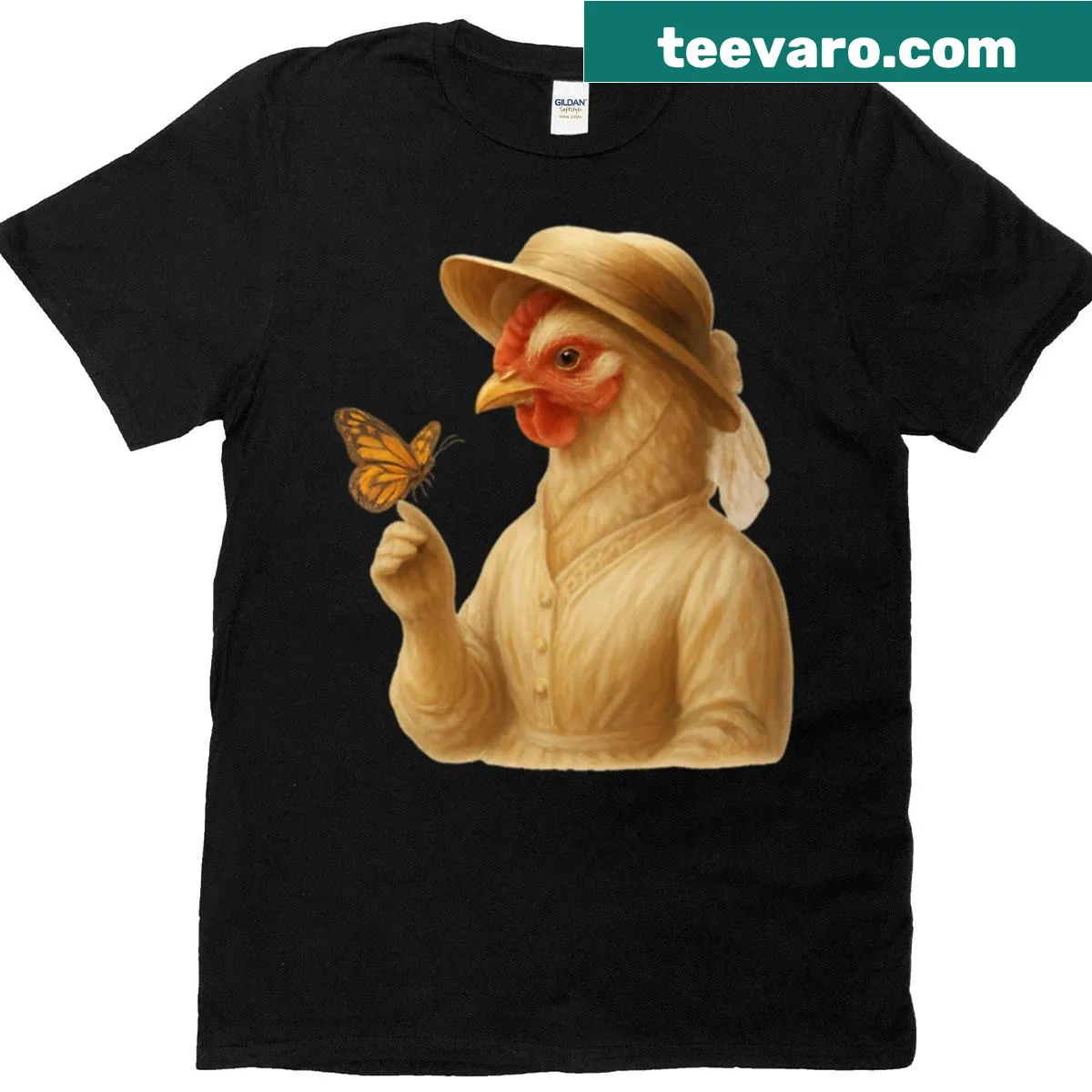 Illustration of a butterfly researcher with butterflies on a T-shirt — on a men's t-shirt