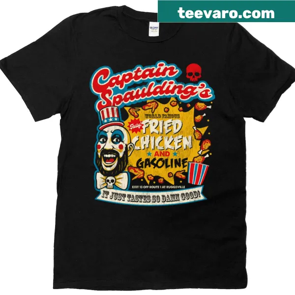 Vintage-style t-shirt featuring Captain Spaulding's chicken graphic.