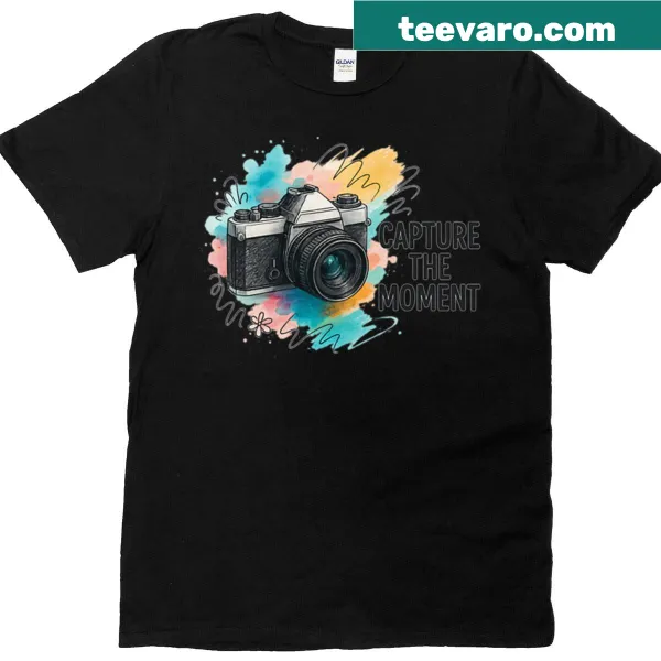 Typographic t-shirt with the phrase 'Capture The Moment' in stylish design