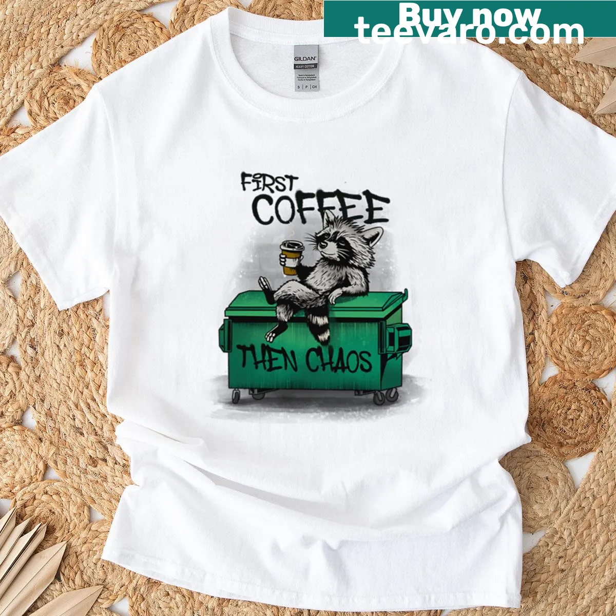 Whimsical illustration of a cat on a T-shirt — on a men's t-shirt