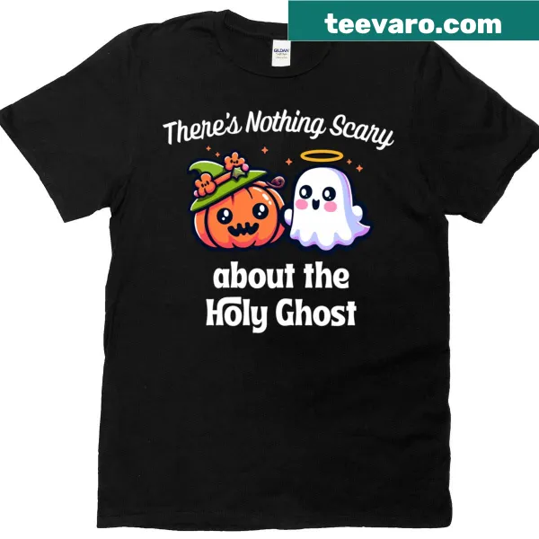 Wholesome Halloween-themed T-shirt featuring the Holy Ghost illustration.