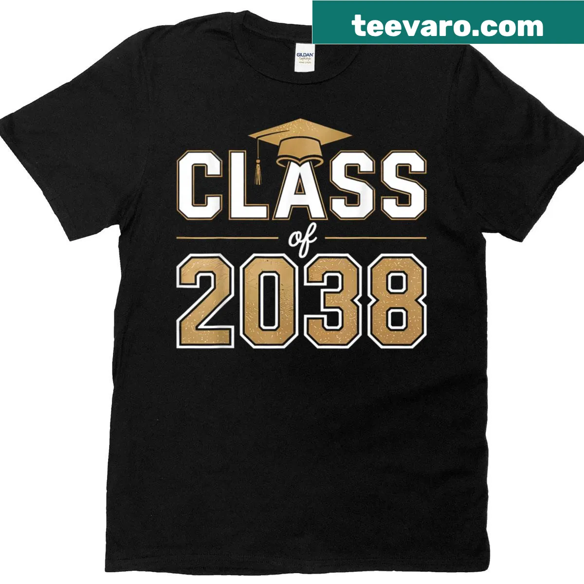 Illustration T-shirt for kids with 'Class Of 2038' text and school theme. — on a men's t-shirt