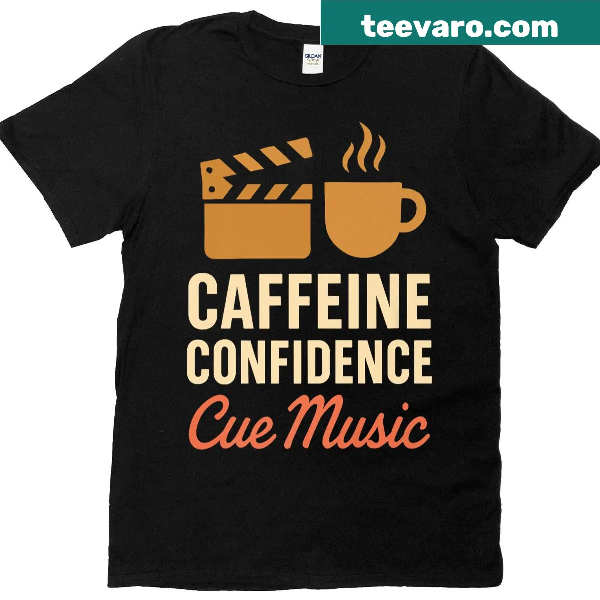 Funny coffee lover shirt with caffeine quote and latte lifestyle theme. — on a men's t-shirt