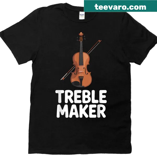 Cartoon art t-shirt featuring a playful violin design