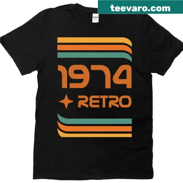 Retro T-shirt with repeated text 'Copy Of Copy Of Copy Of Copy Of 1974'