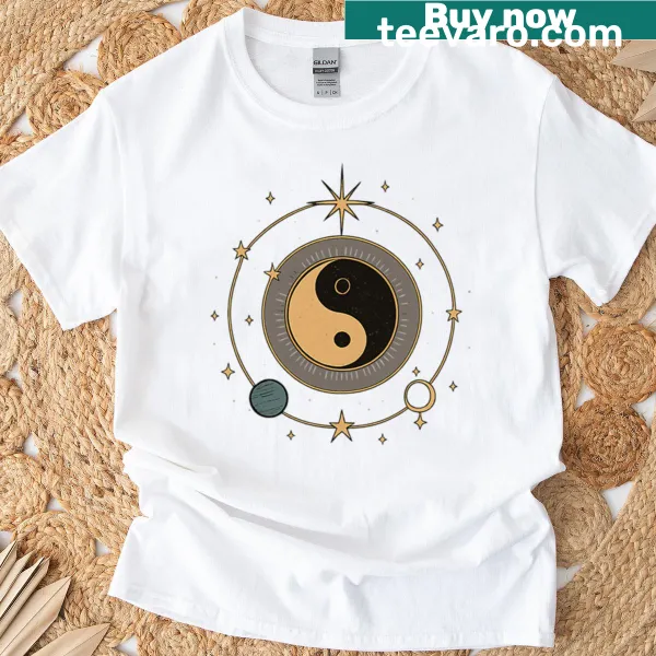 Astrological yin-yang design illustrating cosmic balance