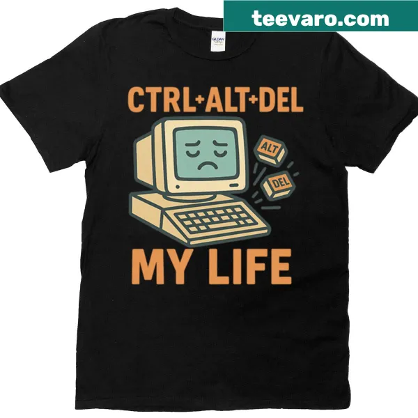 Vintage PC humor t-shirt featuring Ctrl Alt Del graphic
