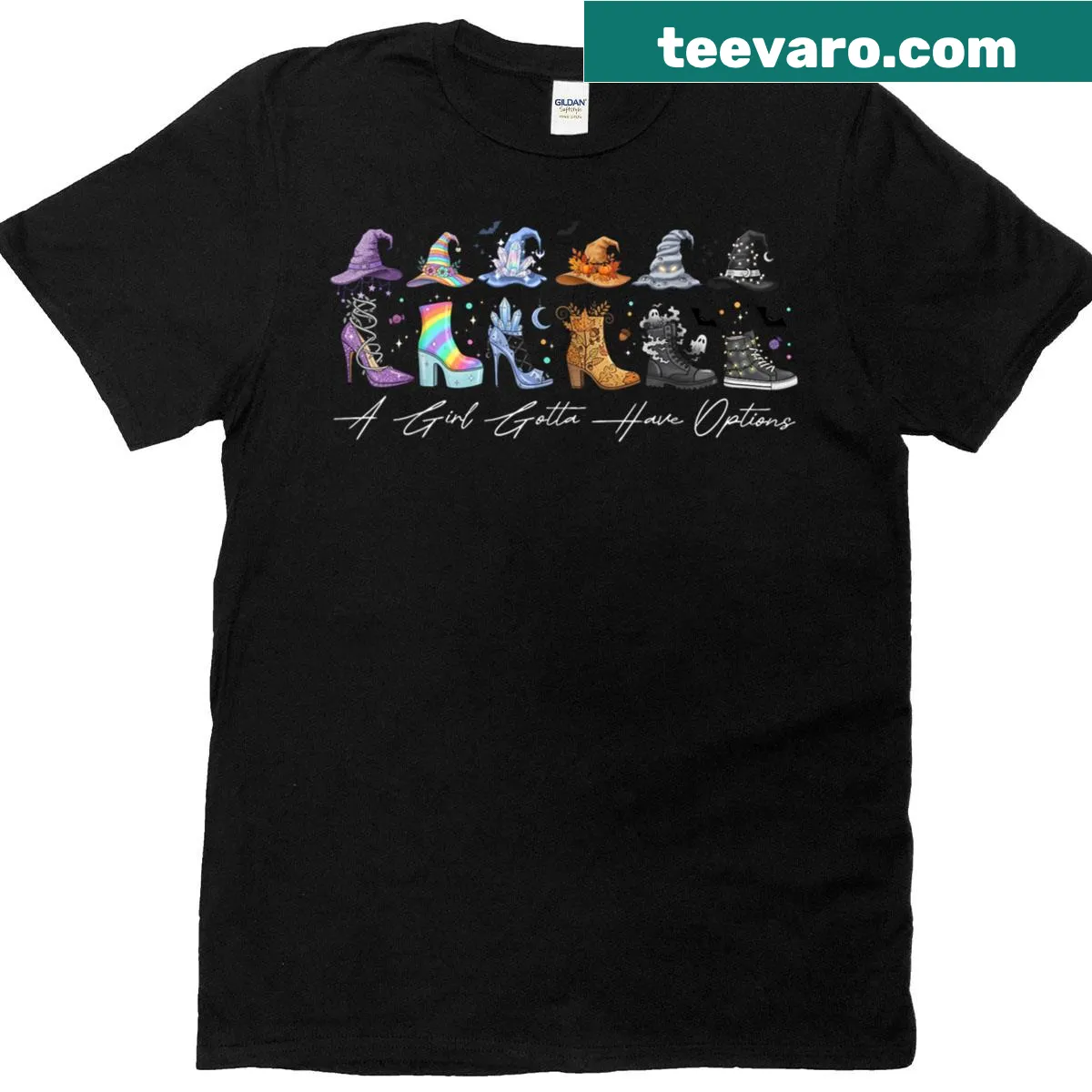 Funny Halloween shirt with playful graphics about options. — on a men's t-shirt