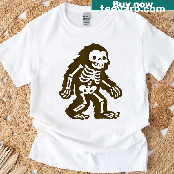 Cartoon Bigfoot skeleton shirt with a cute design