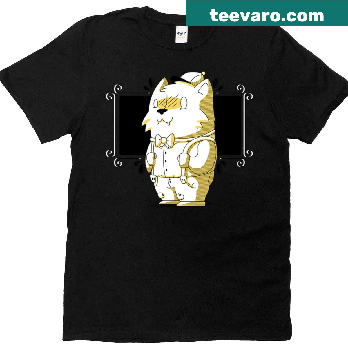 Cute cartoon gentleman cat in vintage outfit t-shirt — on a men's t-shirt