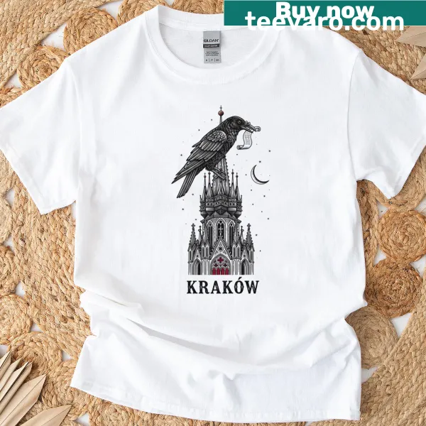 Illustration of a raven against a moonlit sky in dark academia style