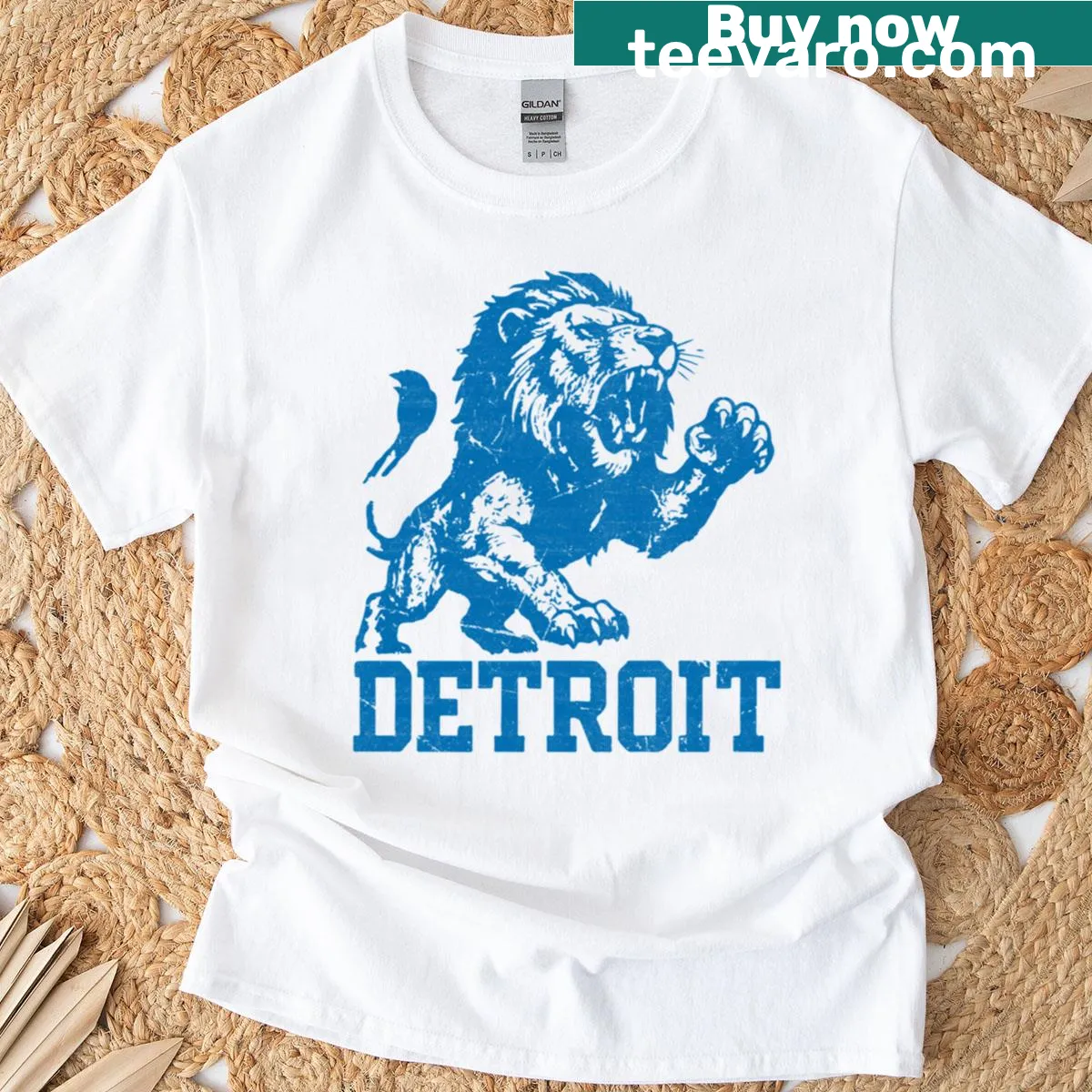 Vintage style Detroit T-shirt with a nostalgic design — on a men's t-shirt