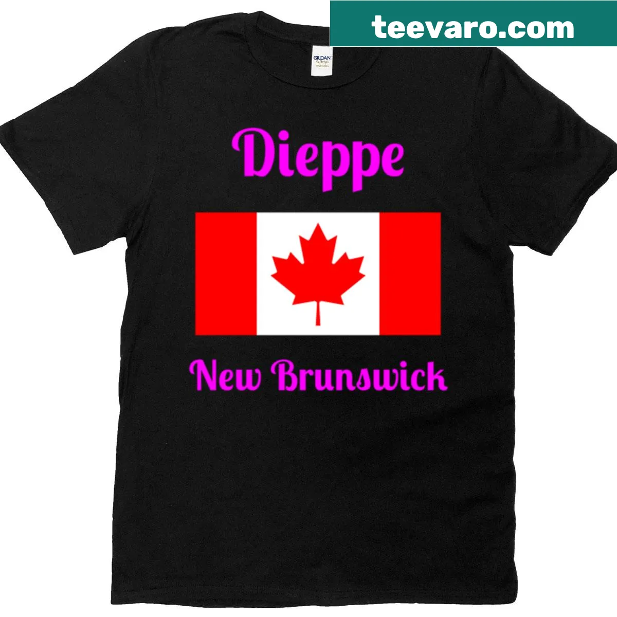Stylish T-shirt featuring Dieppe, New Brunswick landmarks — on a men's t-shirt