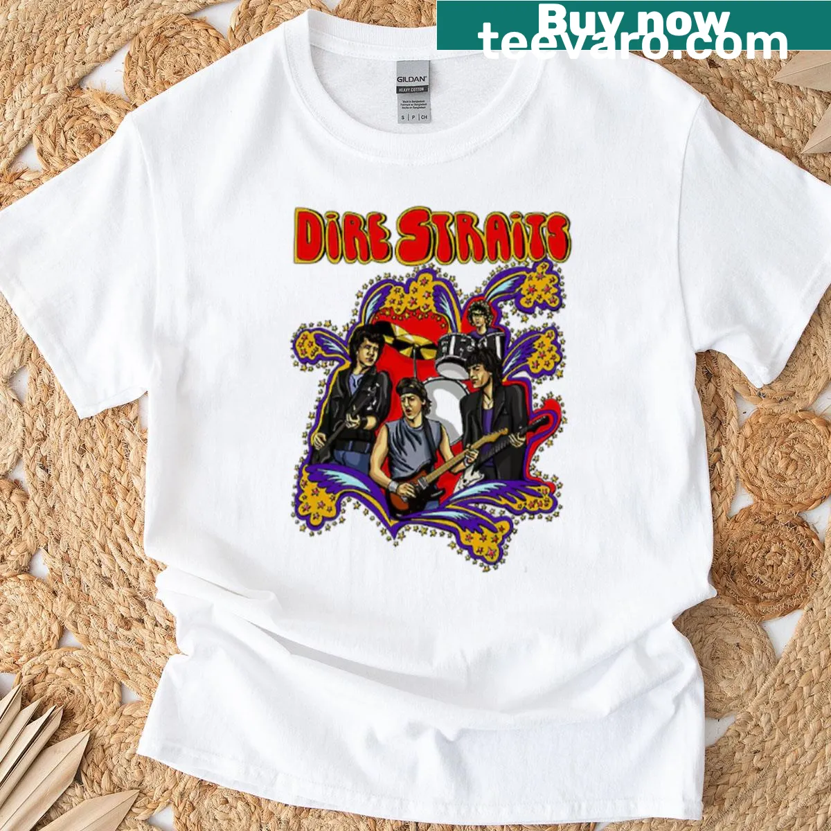 Retro punk rock T-shirt featuring iconic music imagery — on a men's t-shirt