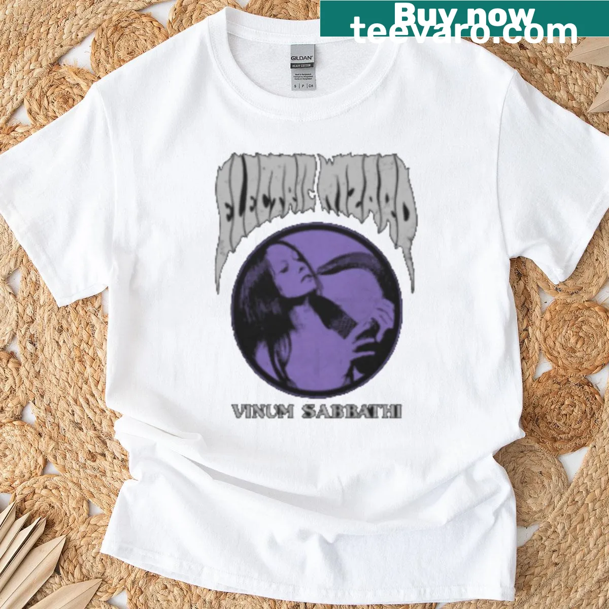 Vintage Electric Wizard fanmade shirt with psychedelic design — on a men's t-shirt