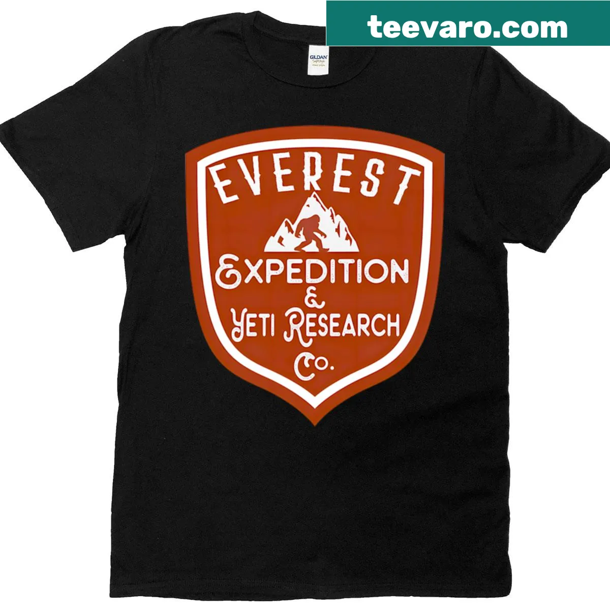 Vintage Yeti-themed design featuring an expedition on Everest — on a men's t-shirt