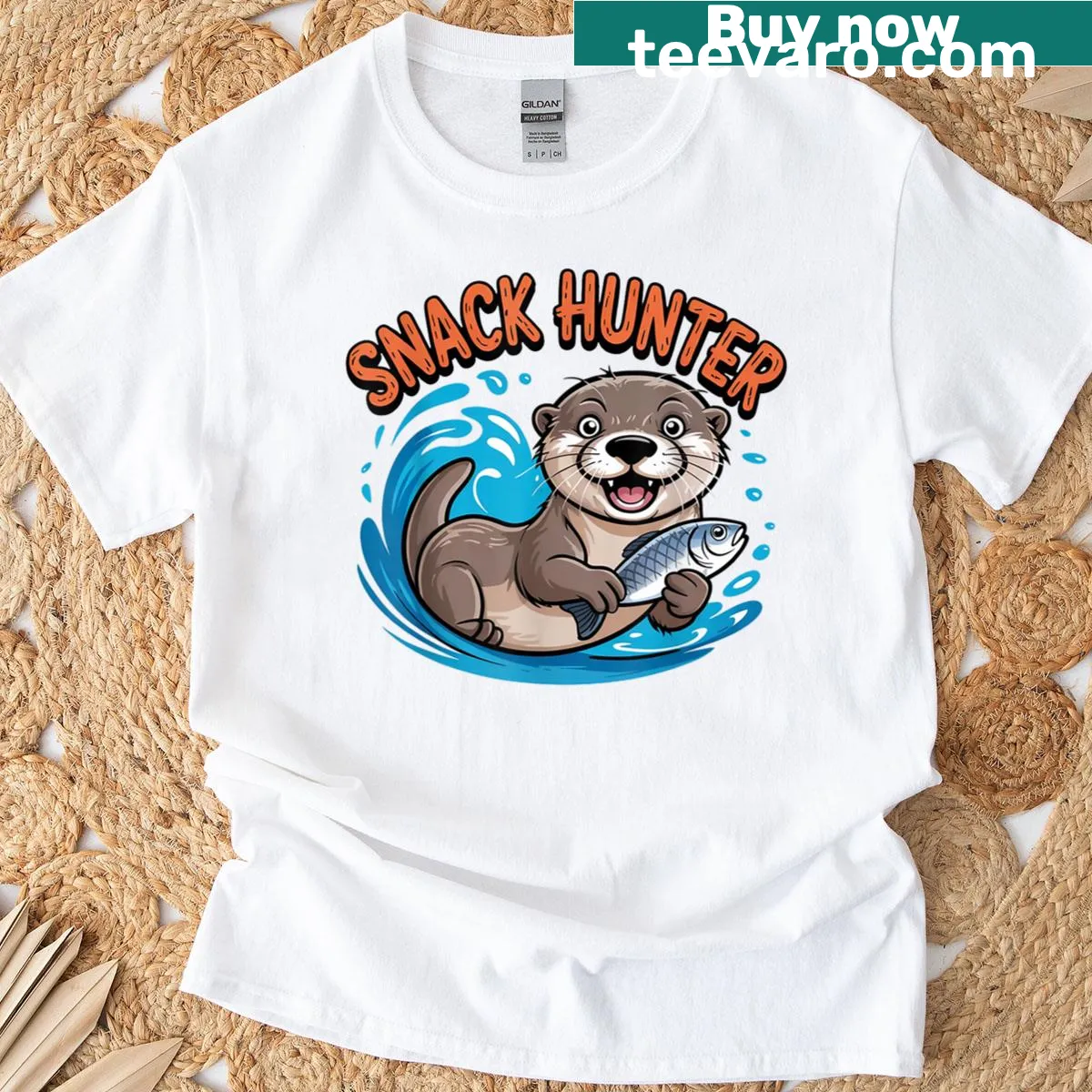 Cute animal illustration of a fish on a T-shirt — on a men's t-shirt