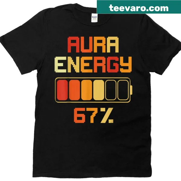 Gamer Halloween tee featuring 'Aura Energy 67' phrase