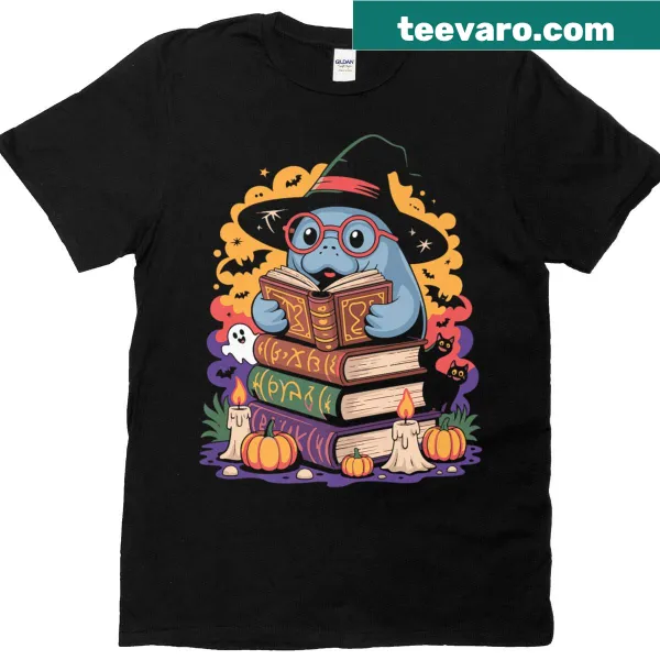 T-shirt with a funny manatee in a Halloween costume for teachers