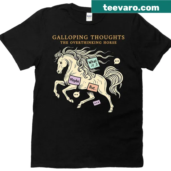 Line art of a galloping horse representing overthinking