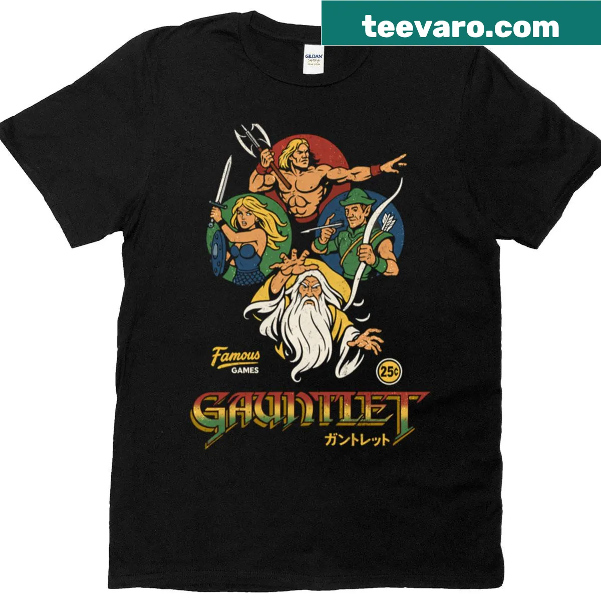 Retro arcade game graphic on t-shirt — on a men's t-shirt