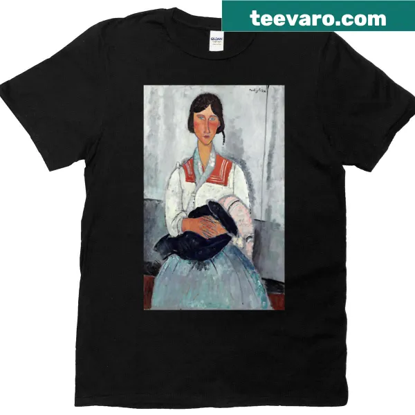 Art-inspired oversized T-shirt featuring a gypsy woman and baby