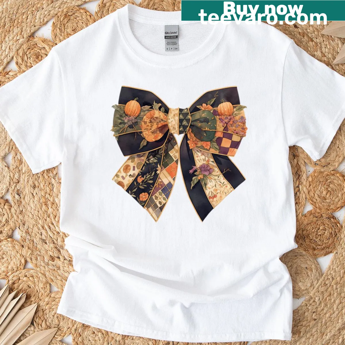 Halloween-themed shirt with a playful bow design — on a men's t-shirt