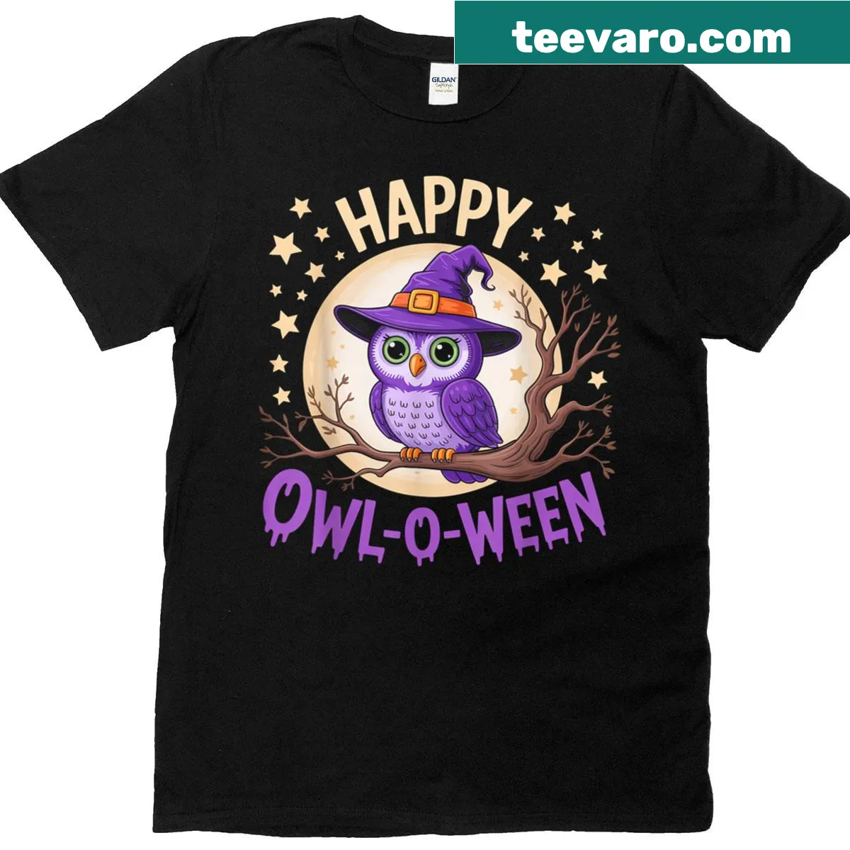 Cute Halloween owl design on kids' t-shirt for bird lovers — on a men's t-shirt